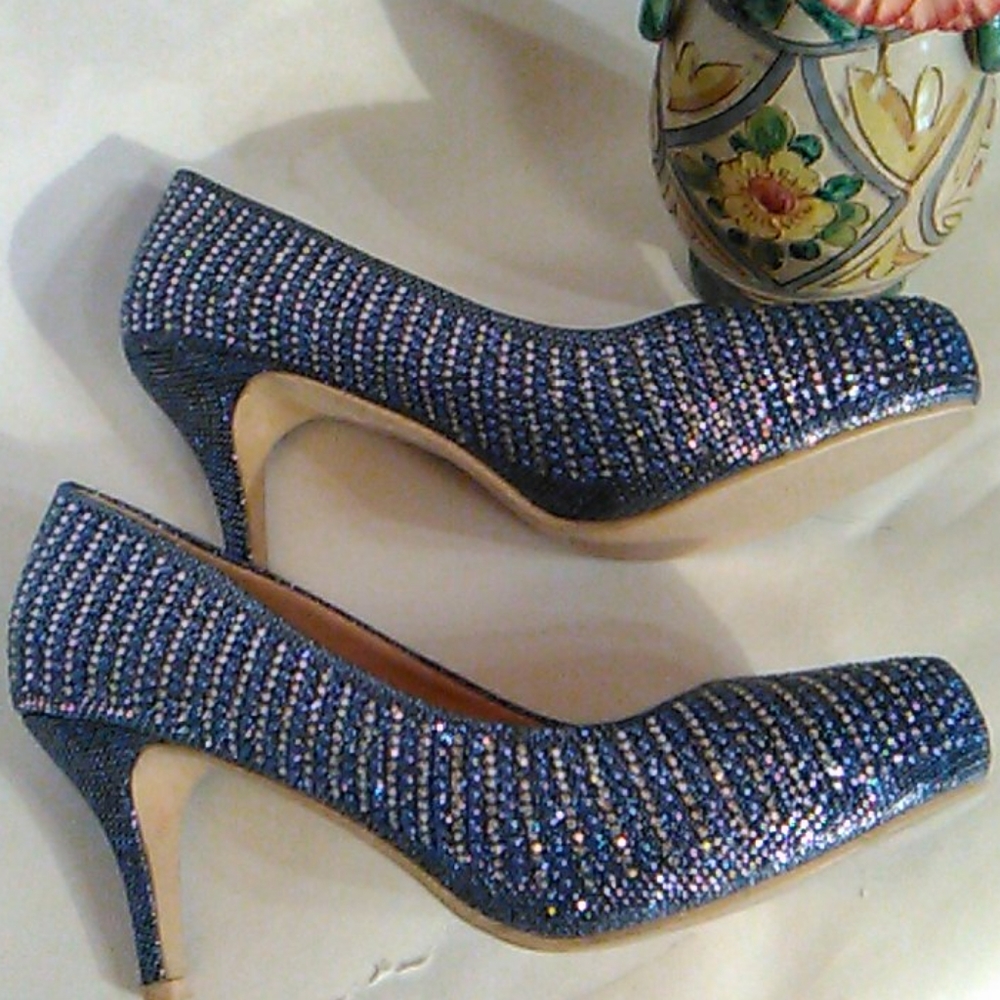 Mila Lady Sparkly Blue Heels - Picture 3 of 13